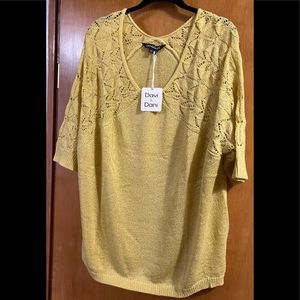Davi & Dani half sleeve knit summer sweater. Light yellow. 2XL. NWT